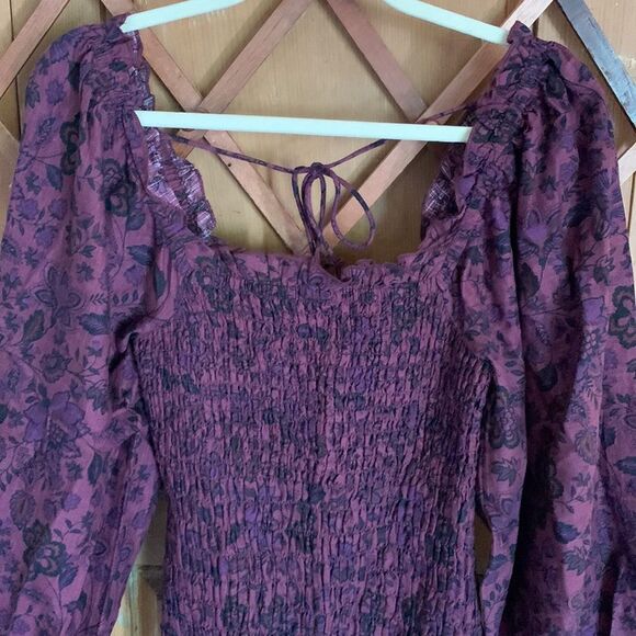 Free People Smock It to Me purple smocked mini dress NWT - Picture 7 of 12
